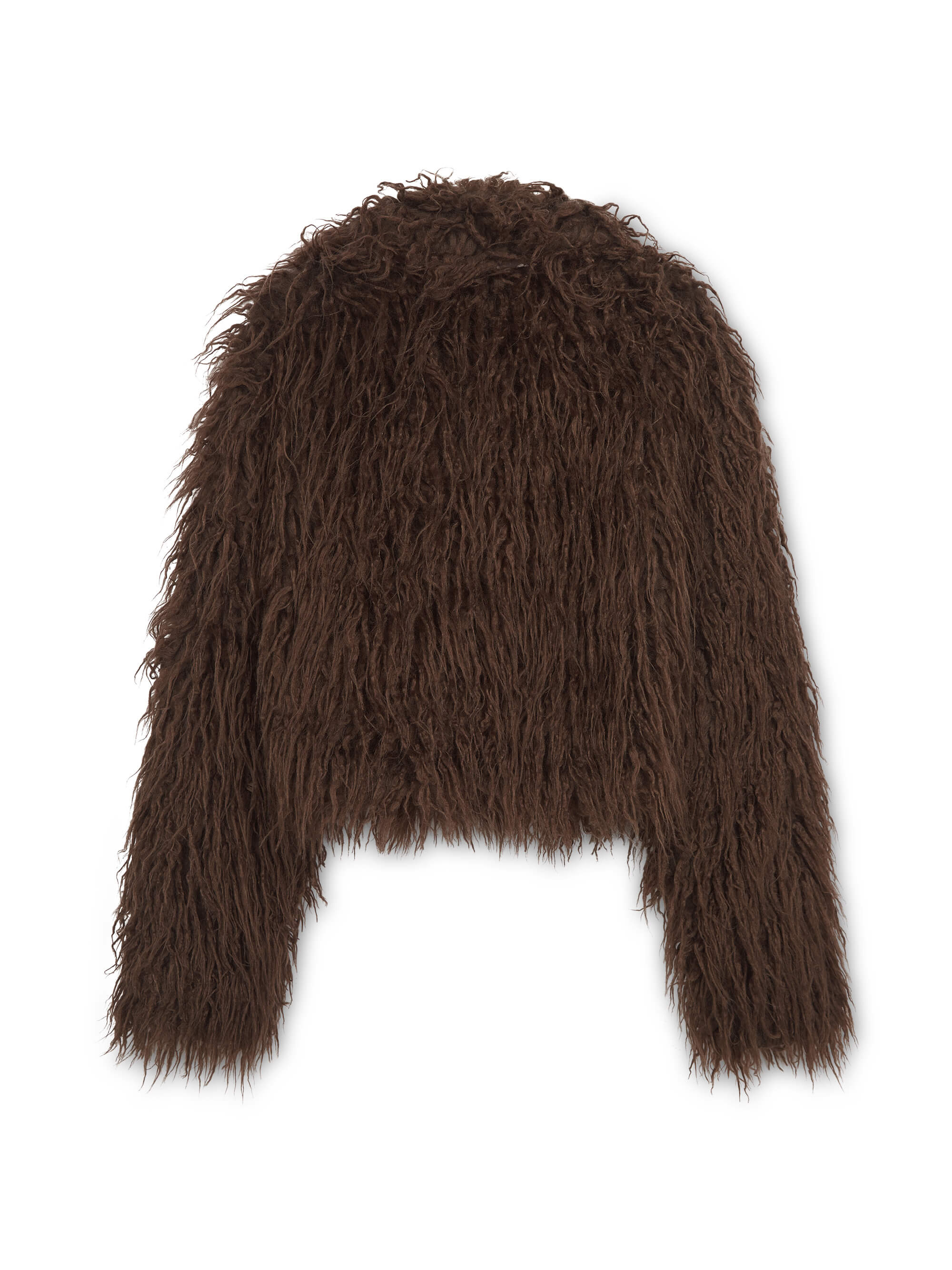 'XOXO' FAUX FUR CROPPED JACKET BROWN - Image 6