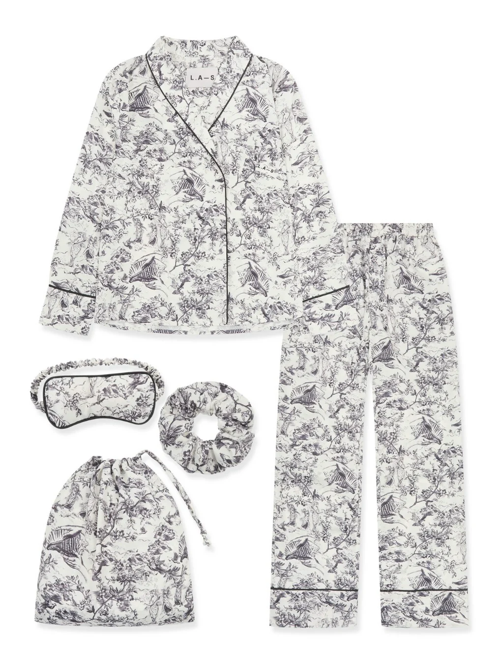 L.A-S SIGNATURE 5 PIECE NIGHTWEAR GIFT SET WHITE MULTI - Image 4
