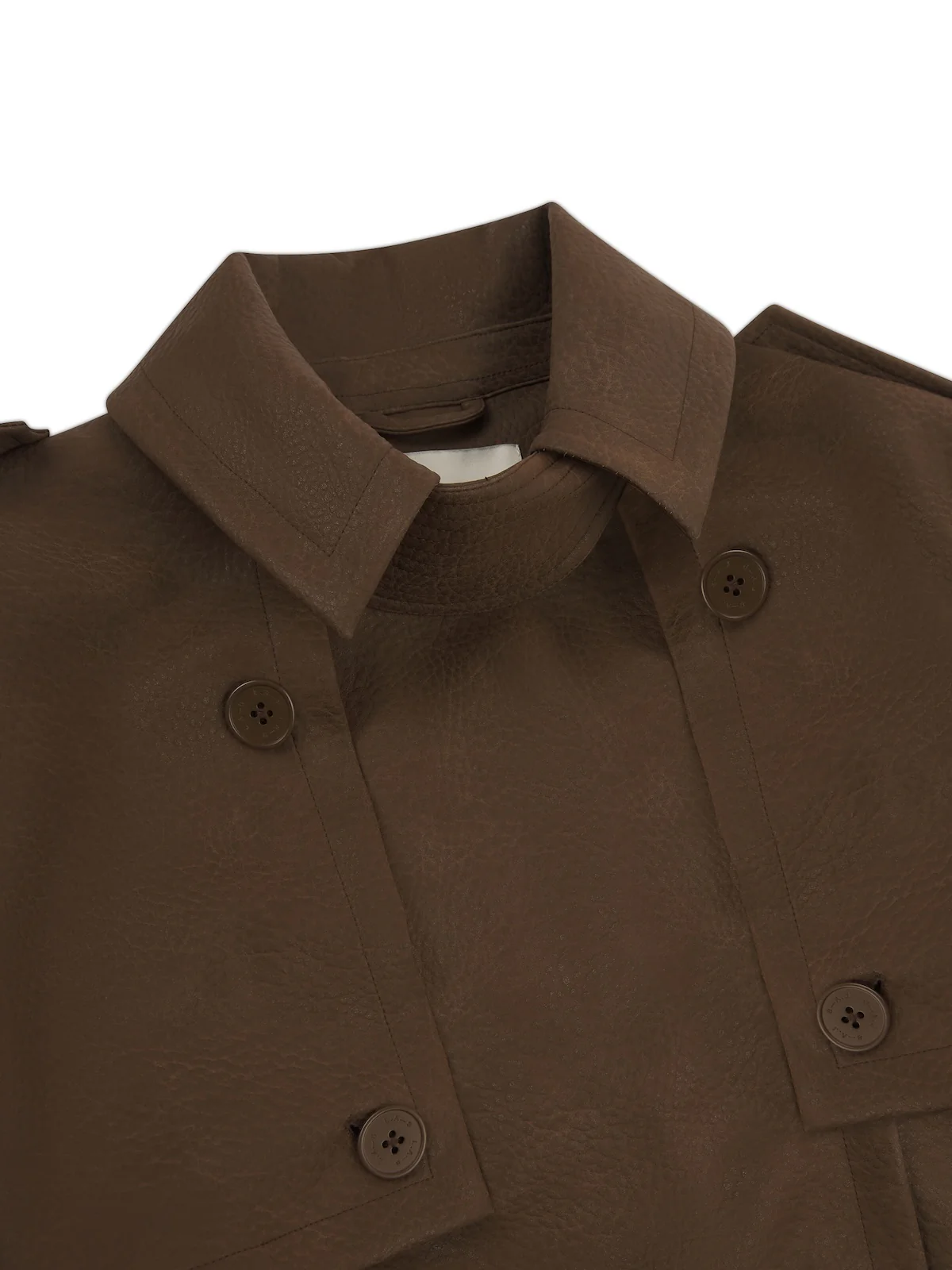'VERSAILLES' LIMITED EDITION FAUX LEATHER SIGNATURE BELTED TRENCH COAT BROWN - Image 8