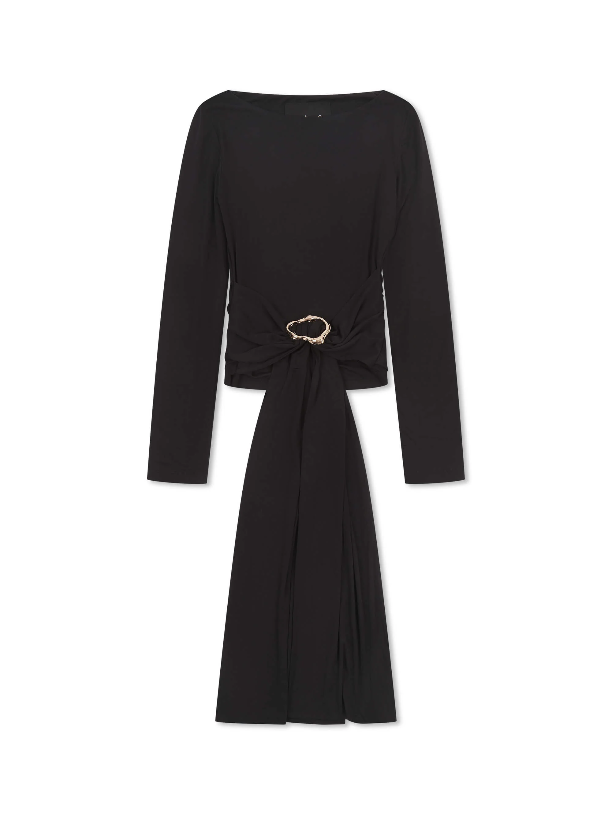 'DEAR JOHN' LONG SLEEVE DRAPE TIE TOP BLACK - Image 3