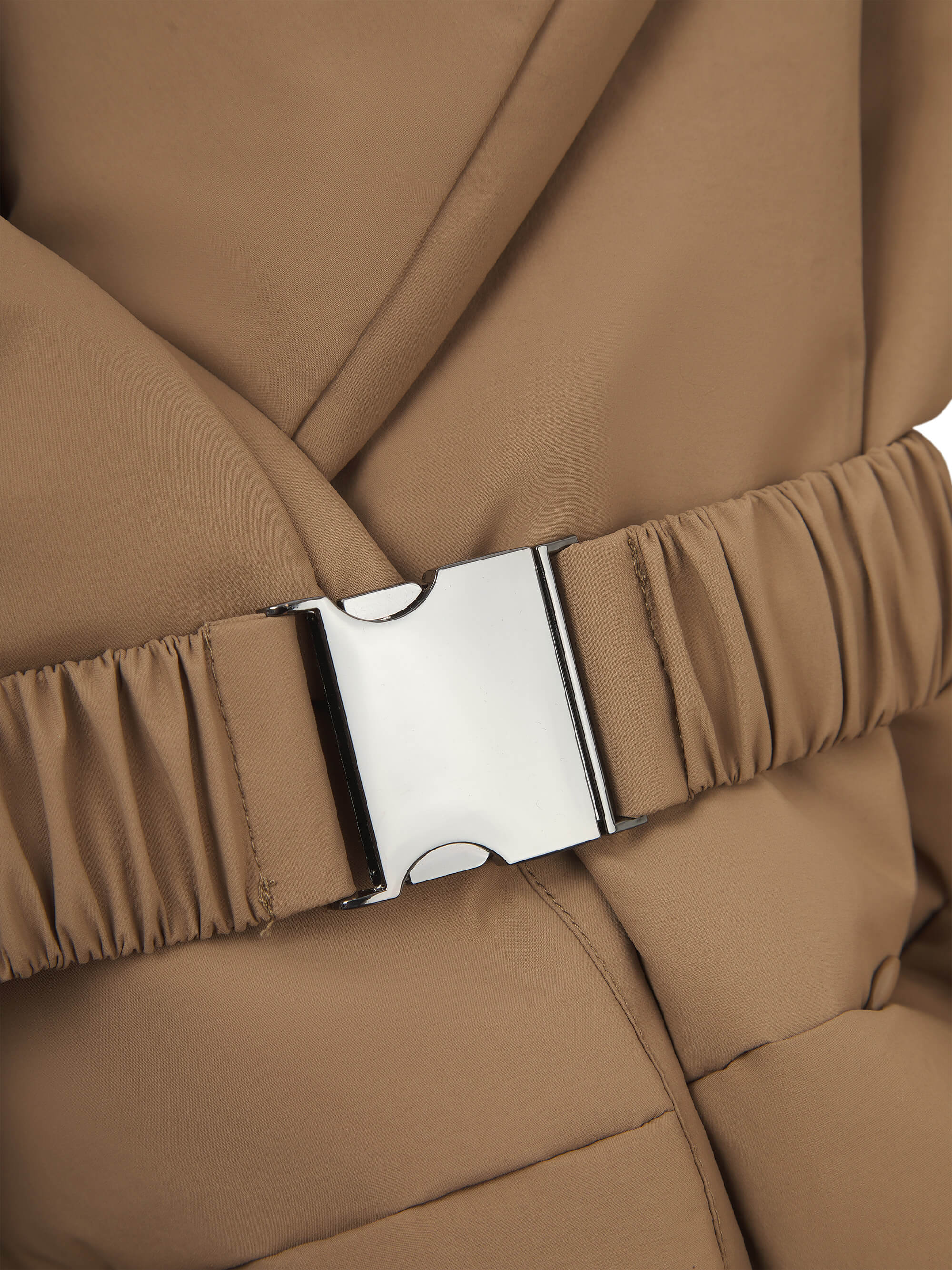 'MARAIS' SHAWL COLLAR BELTED PUFFER OVERSIZED JACKET BROWN - Image 8