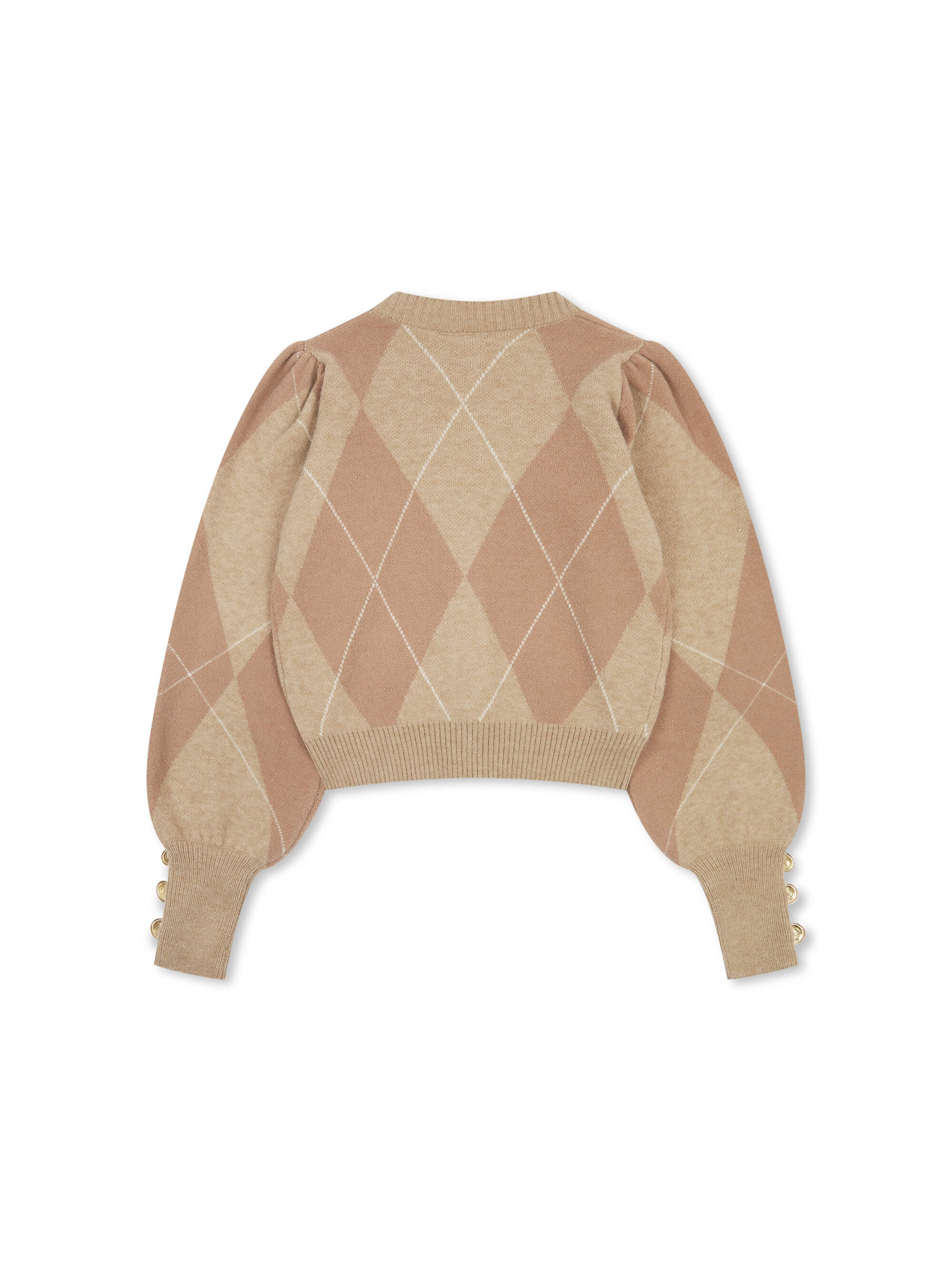 ‘PICTURE PERFECT’ ARGYLE DIAMOND KNIT CARDIGAN CAMEL - Image 7