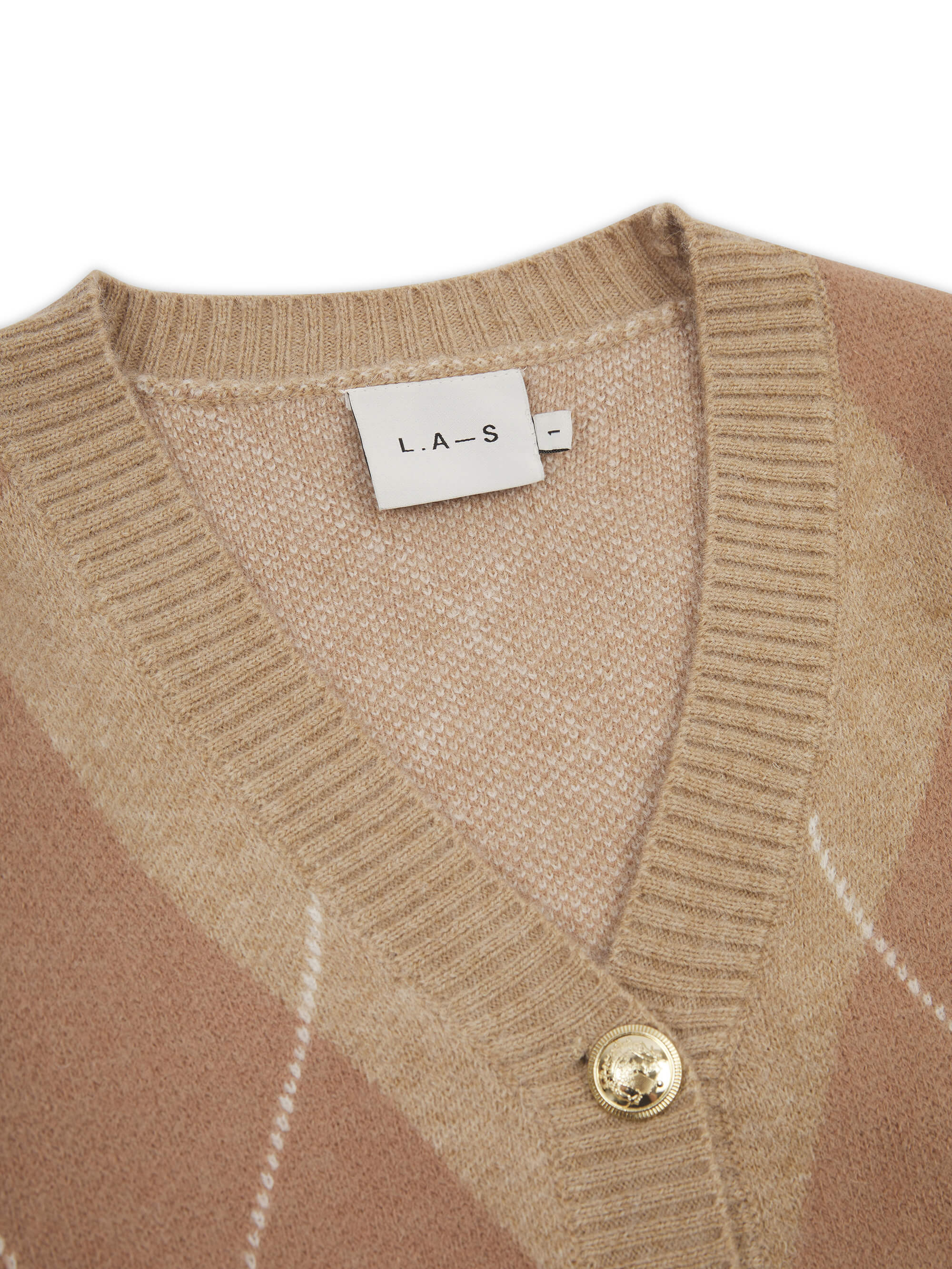 ‘PICTURE PERFECT’ ARGYLE DIAMOND KNIT CARDIGAN CAMEL - Image 8