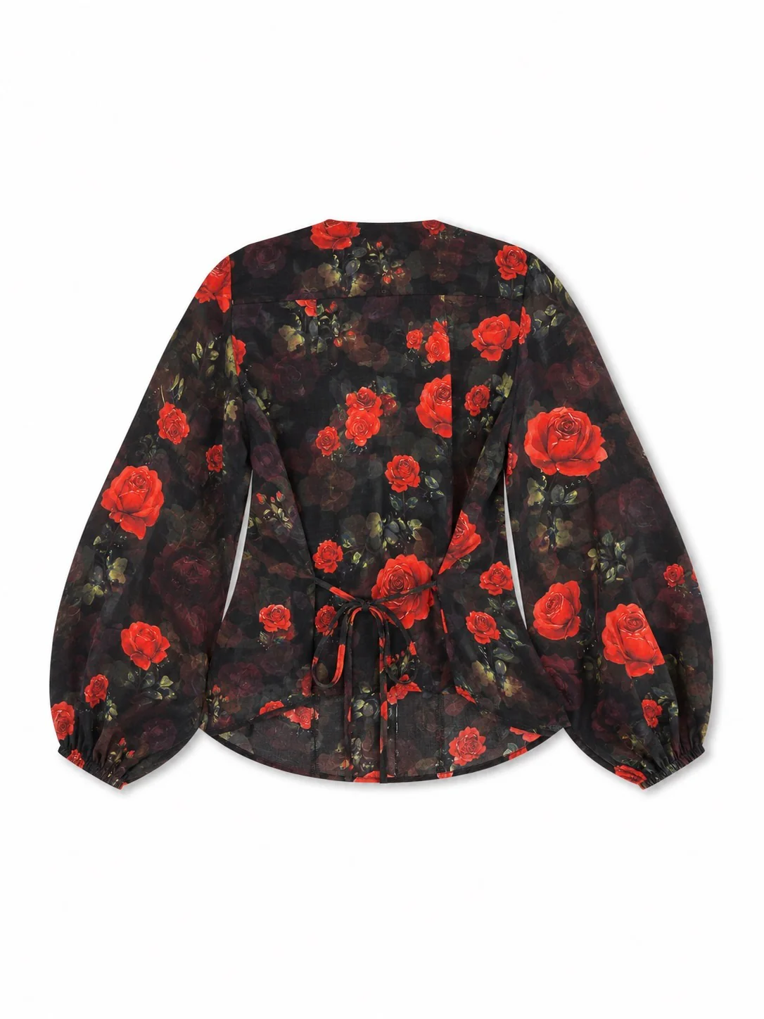 **PRE-ORDER** 'I HEART NYC' ROSE PRINT LACE UP BLOUSE BLACK - Image 3