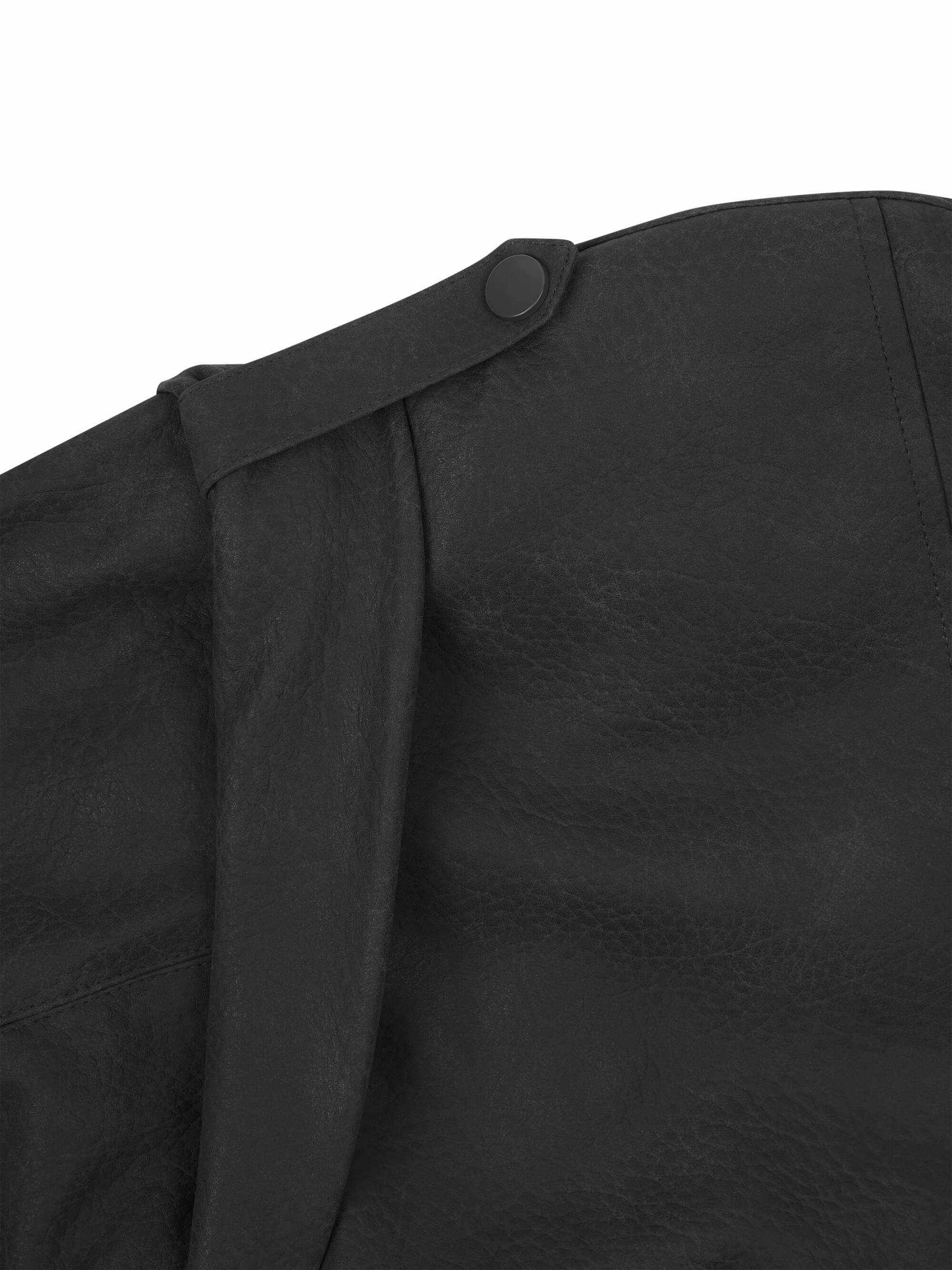 'SIENNA' FAUX LEATHER OVERSIZED MULTI WAY JACKET BLACK - Image 10