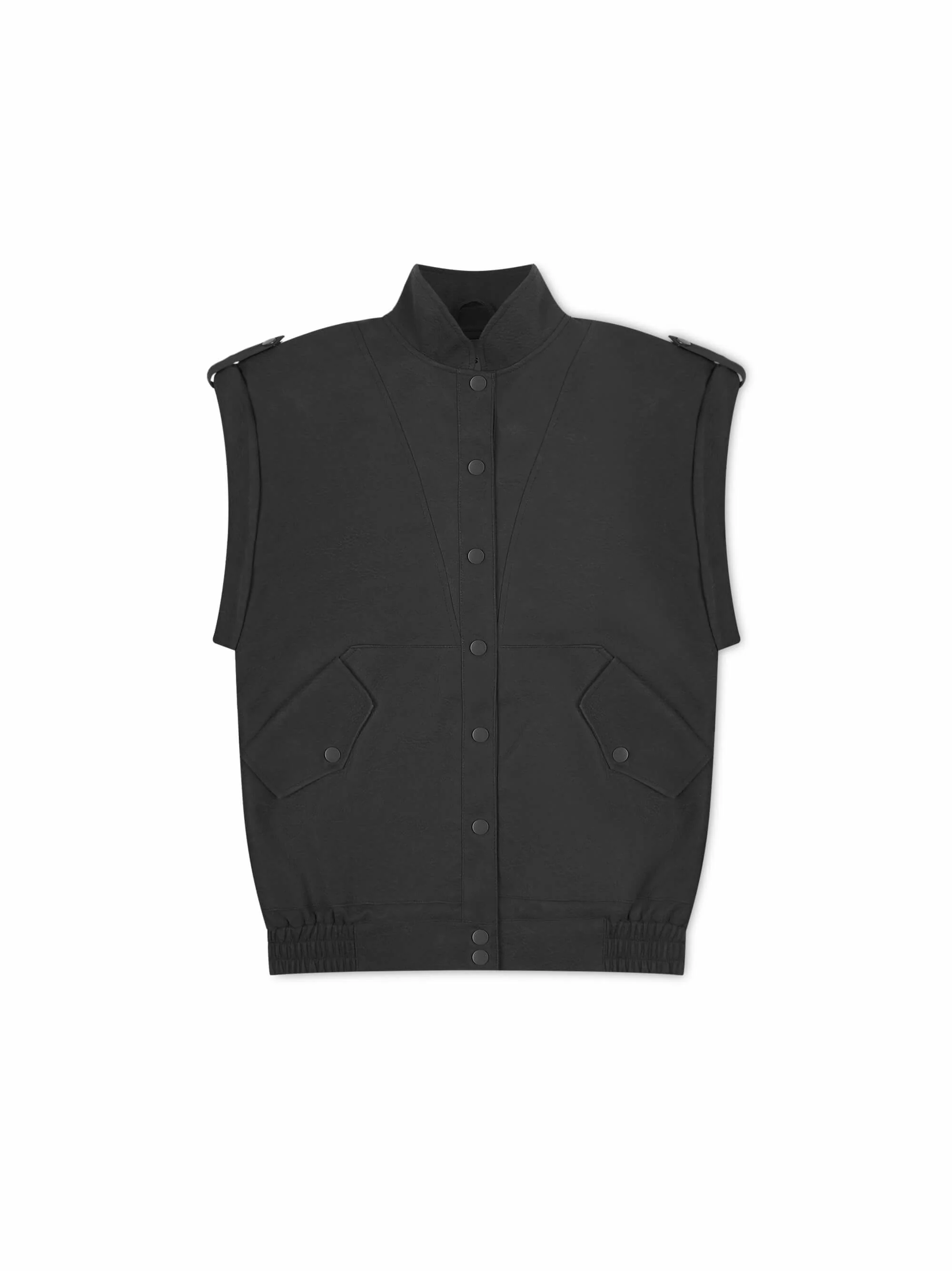 'SIENNA' FAUX LEATHER OVERSIZED MULTI WAY JACKET BLACK - Image 12