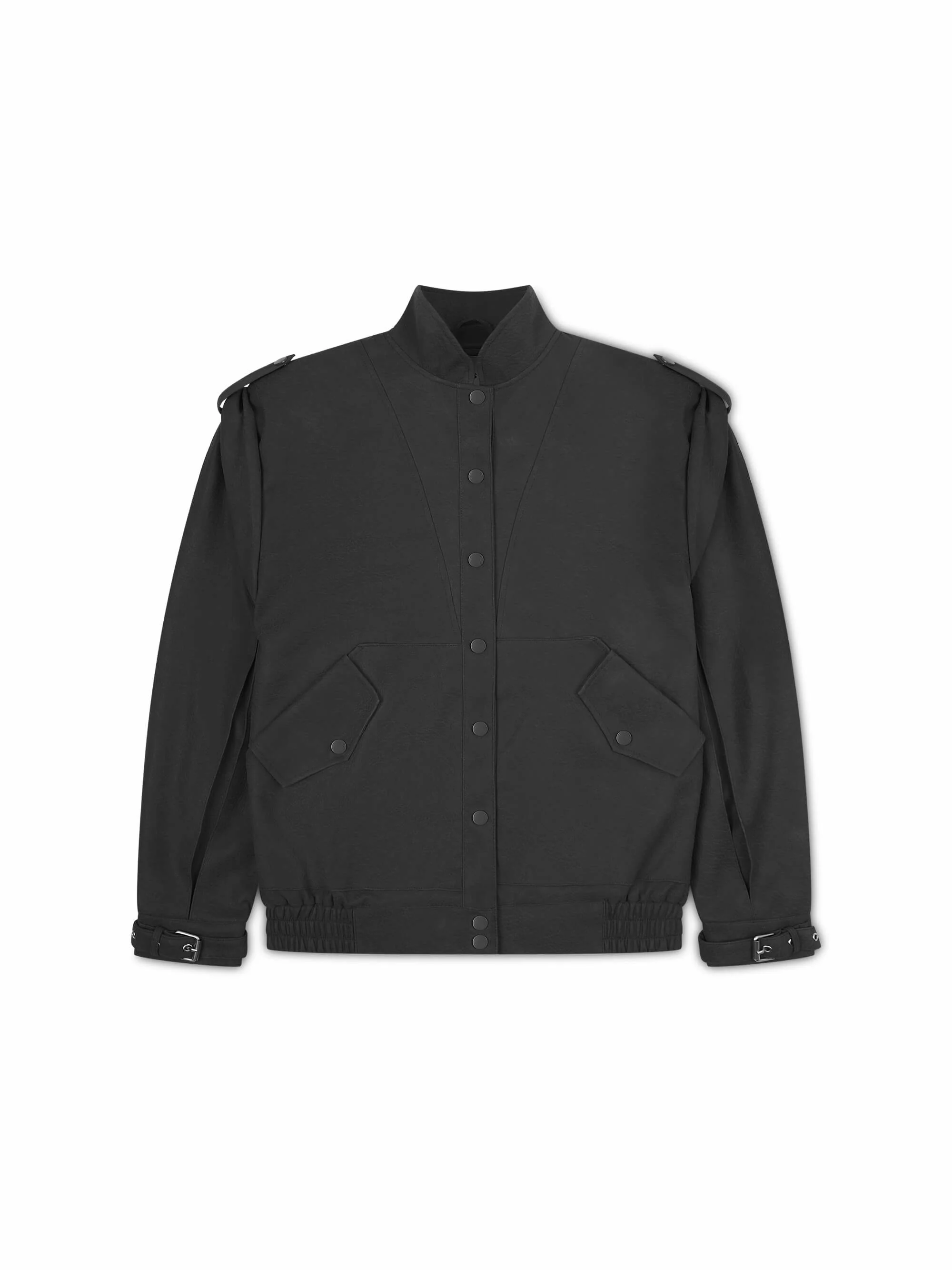 'SIENNA' FAUX LEATHER OVERSIZED MULTI WAY JACKET BLACK - Image 7