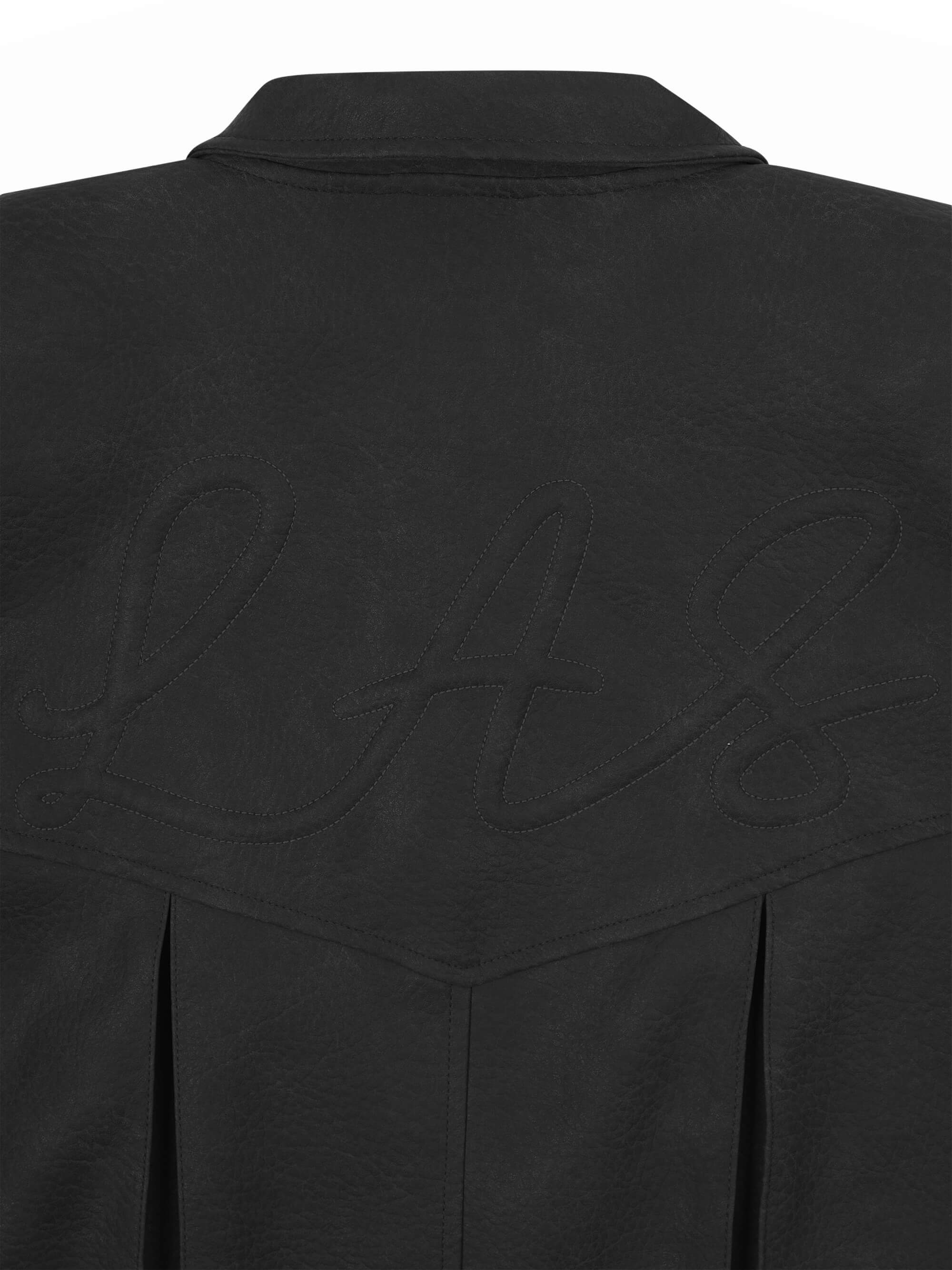 'SIENNA' FAUX LEATHER OVERSIZED MULTI WAY JACKET BLACK - Image 9